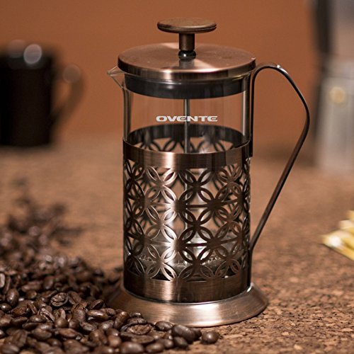 Ovente 20oz (5 cup) Stainless Steel French Press Coffee Maker, Antique